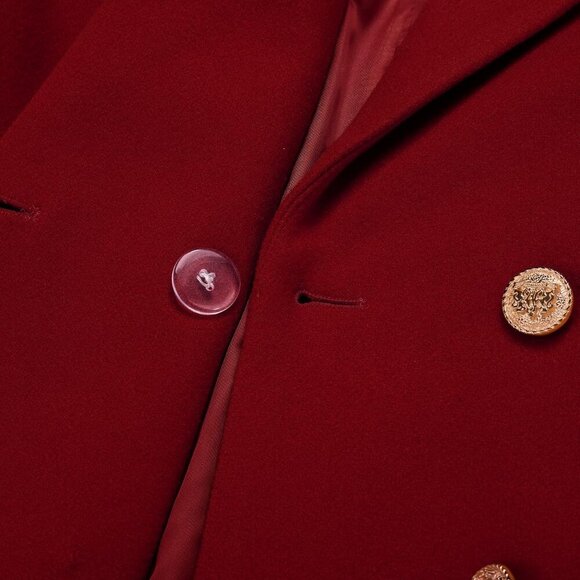 Women's Maple Red Double-Breasted Wool Midi Trench Peacoat for Fall & Winter - Picture 7 of 8